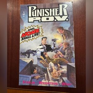 Marvel Punisher P.O.V. Comic Cover - Black, White, Red, Blue